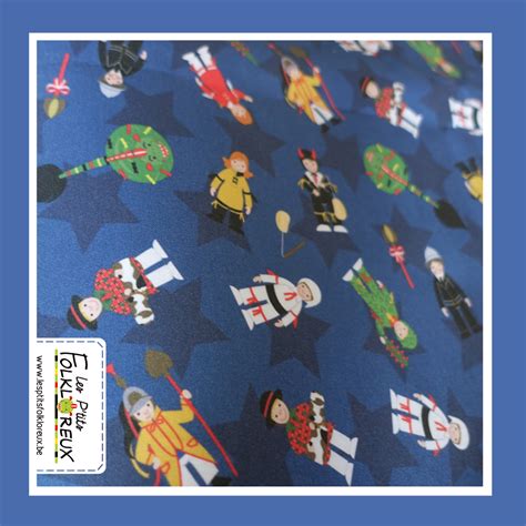 Tissu Lumeçon bleu Les P tits Folkloreux