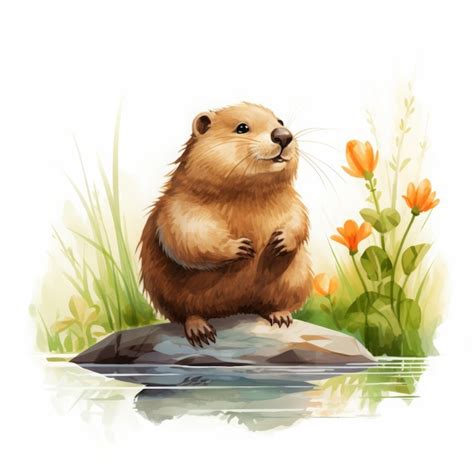 Premium Photo | Beaver cartoon children's drawing