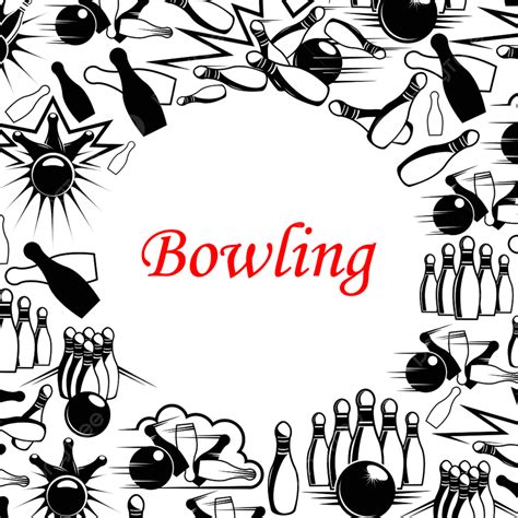 Bowling Sport Game Poster With Ball And Pins Frame Template Download on ...