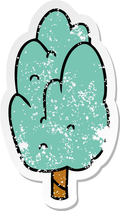 Hand Drawn Distressed Sticker Cartoon Doodle Single Green Tree 40082951 Png