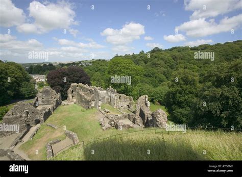 The ruins of Okehampton Castle Okehampton Devon Great Britain Stock Photo - Alamy