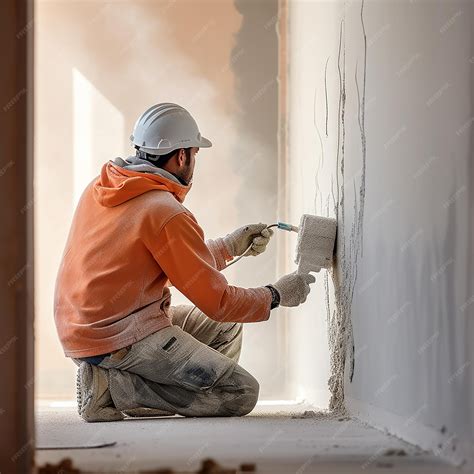 Premium Photo | Construction Worker Sanding Plasterboard Walls