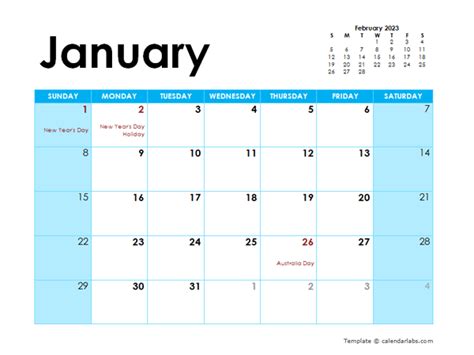 2023 Australia Monthly Calendar Colorful Design - Free Printable Templates