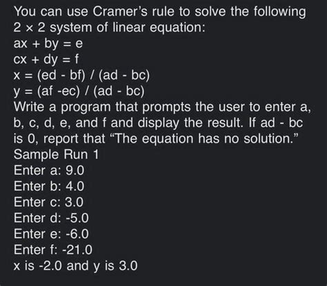 Solved You Can Use Cramer S Rule To Solve The Following Chegg