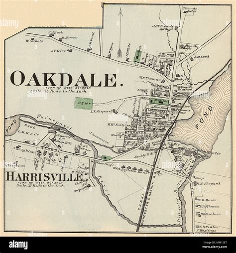 Map of Oakdale. 1870 Stock Photo - Alamy