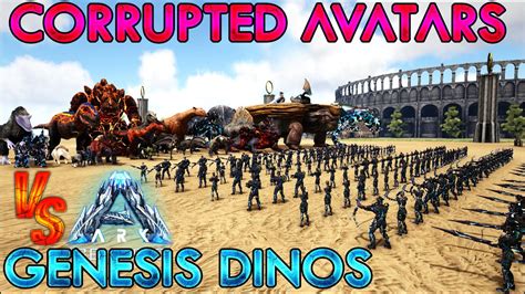 Ark Corrupted Avatars Bots Vs Genesis Dinos Ark Battle Youtube