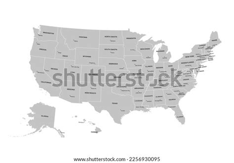 Usa Map Geographical State Borders Capital Stock Vector (Royalty Free ...