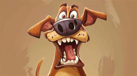 Ein Cartoon Hund mit einem großen Lächeln auf dem Gesicht Der Hund hat