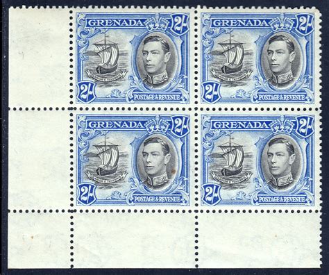 Grenada — Scott 140 Sg 161 — 1938 2 Kgvi Seal P12½ — Mnh Blk 4 — Scv 60 Caribbean Grenada