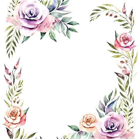 Premium Photo A Floral Frame With Pink Roses And Leaves