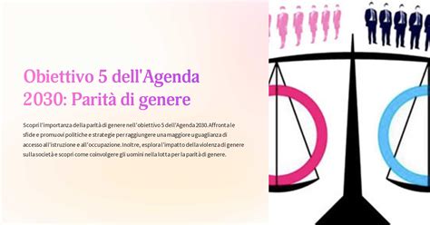 Obiettivo 5 dell Agenda 2030 Parità di genere