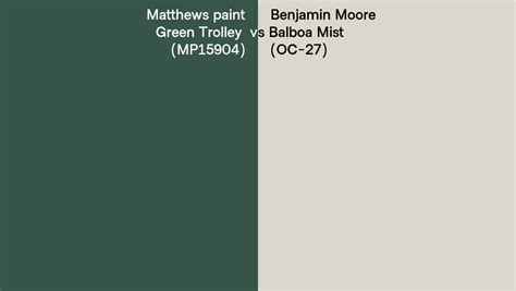 Matthews Paint Green Trolley Mp15904 Vs Benjamin Moore Balboa Mist