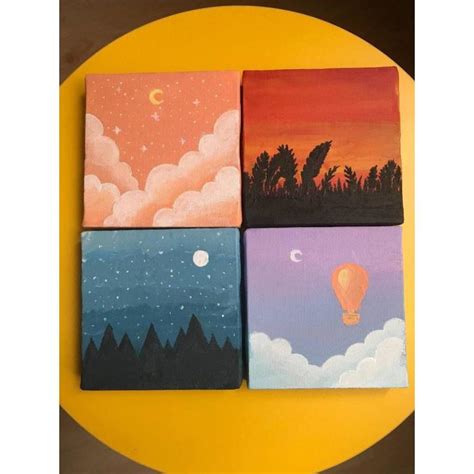 4 PCs mini canvas painting/acrylic painting customized | Daraz.pk