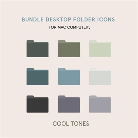 Cool Tones Folder Icons for Mac Computers, Mac Desktop Icons, MacBook Digital Icons, Custom ...