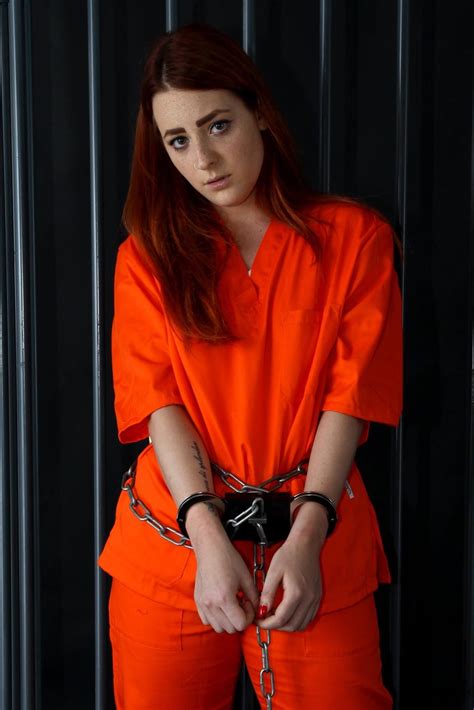 Prison Jumpsuit Handcuff Inmates Uniform Female Quick Orange