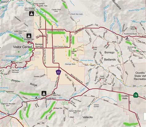 Anza Borrego Desert State Park Wildflower Reports Desertusa State Parks Location Map Park