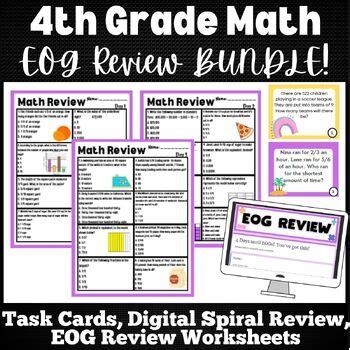 4th Grade Math EOG Review Test Prep BUNDLE Word Problem Digital Spiral