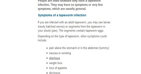 Symptoms of a tapeworm infection - Health swift