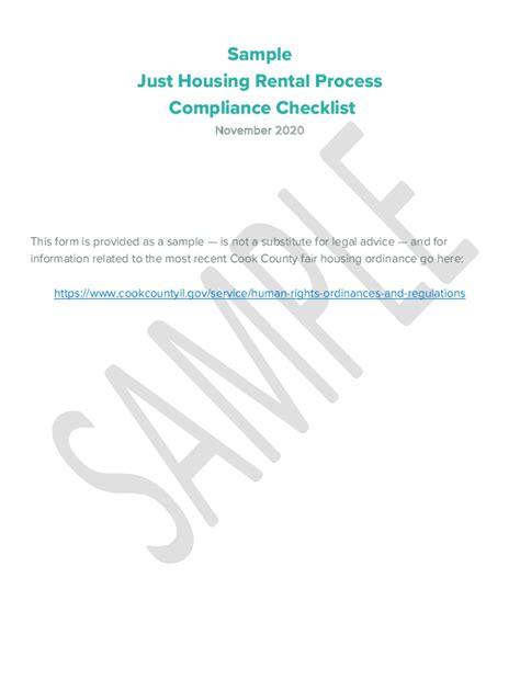 Fillable Online Sample Rental Inspection Checklist Printable Pdf Rental