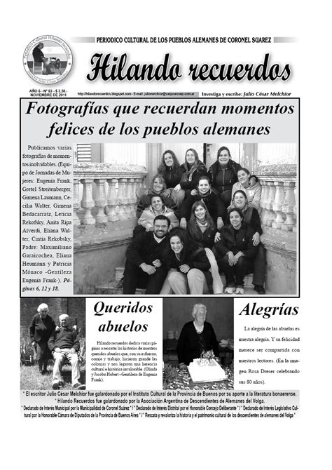 Hilando Recuerdos Tapa Periódico Cultural Hilando Recuerdos Mes De