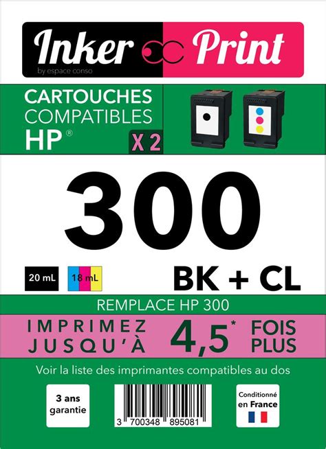 Pack de Cartouches d encre recyclées compatibles avec HP 300 XL Noir