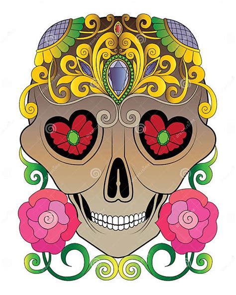 Art Vintage Mix Sugar Skull Day Of The Dead Stock Vector Illustration Of Fine Graphic 168842679