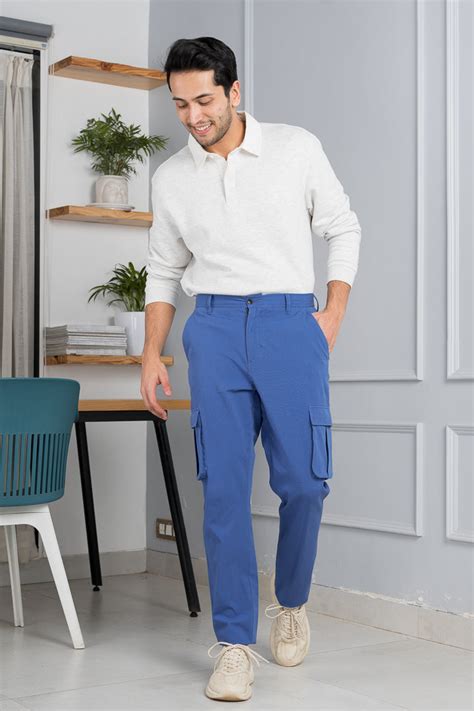 Buy Airforce Blue Stretch Cargo Pants For Men Online In India