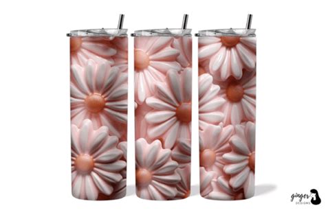 3d Pink Daisies 20oz Skinny Tumbler Graphic By Gingerdesign · Creative