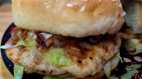 Caramelized Onion Chicken Burger Delicious Chicken Burger Recipe By