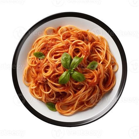 AI generated A plate of spaghetti top view on a transparent background ...