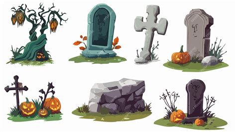 Spooky Halloween Tombstone Vector Illustration Premium Ai Generated Vector