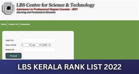 Lbs Kerala Rank List Bsc Nursing Paramedical Lbscentre In