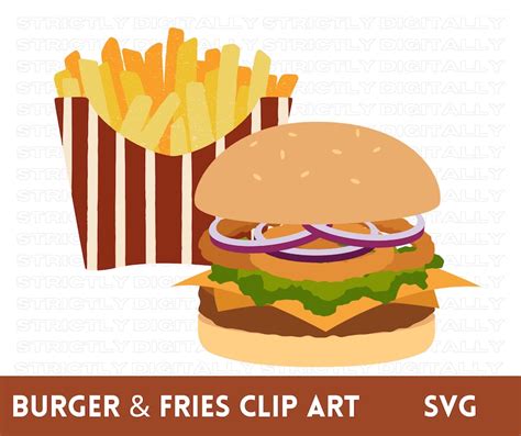 Burger And Fries Clipart Set Hamburger Svg Fast Food Svg Etsy