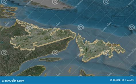 Newfoundland And Labrador Canada Extruded With Capital Satellite