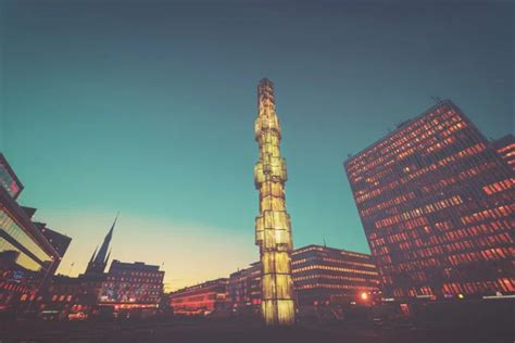 View Of Sergels Torg At Night In Norrmalm Stockholm Sweden Stock