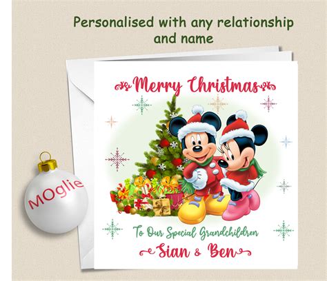 Personalised Mickey and Minnie Mouse Christmas Card - Green – MOglie