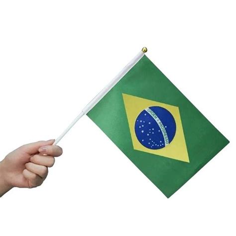 Kit 10 Bandeira Do Brasil Oficial Dupla Face C Haste 30X20CM CASA DO