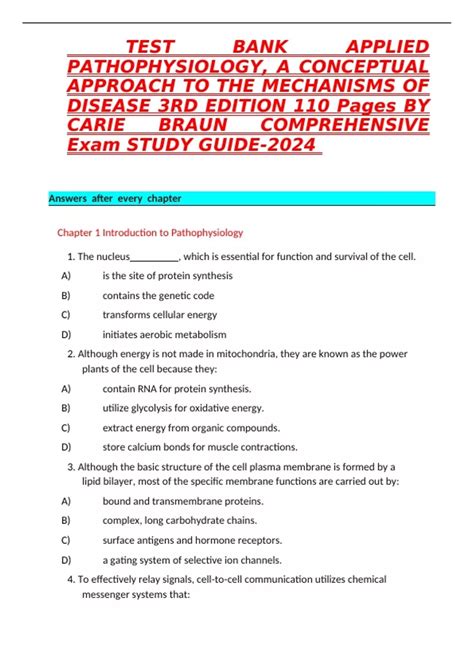 TEST BANK APPLIED PATHOPHYSIOLOGY, A CONCEPTUAL APPROACH TO THE ...