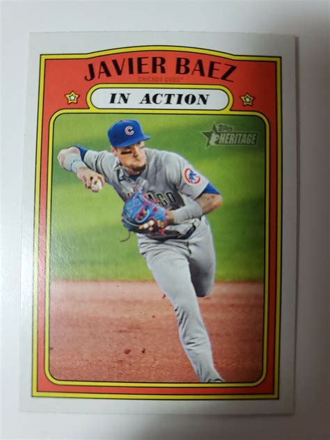 2021 Topps Heritage Javier Baez IN ACTION Card 52 EBay