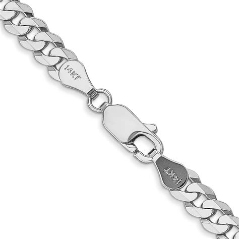 14k WG 4 75mm Flat Beveled Curb Chain Unclaimed Diamonds