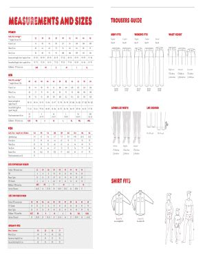 Fillable Online Measurements AND Sizes Fax Email Print PdfFiller