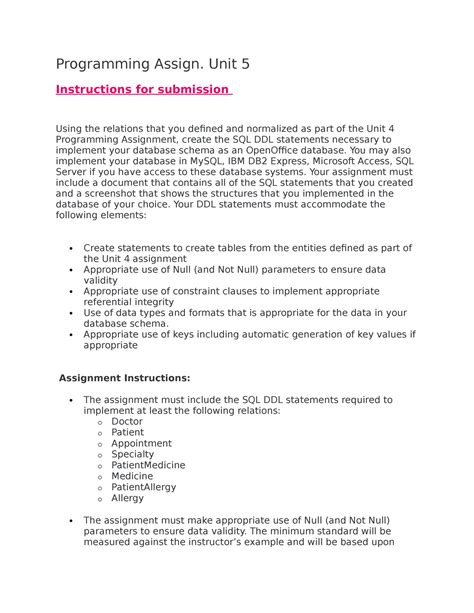 Cs Programming Assign Programming Assign Unit Instructions