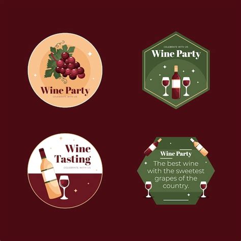 Free Vector Flat Wine Party Label Set