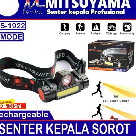 Jual J0Q Senter Kepala Mitsuyama MS 1922 LED COB Rechargeable