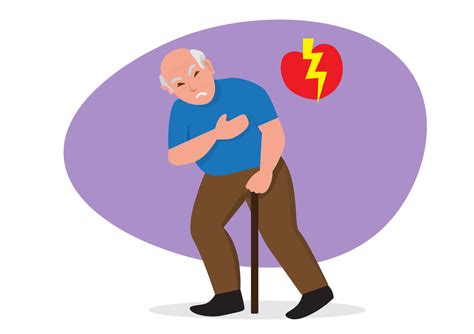 Senior Man Having A Heart Attack Elderly People With Chest Pain Vector