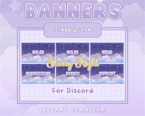 30 Starry Night Discord Channel Banners Headers Sleepycore Dreamcore Aesthetic Cute INSTANT ...