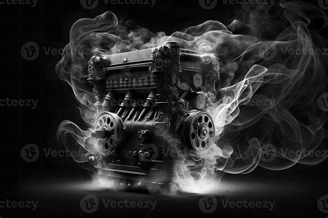 Modern Car Engine On Deep Solid Black Background Neural Network Generated Art 23138519 Stock