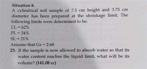 Situation A Cylindrical Soil Sample Of Studyx