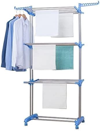 Practiksa Tendedero Plegable De Ropa Portátil Retráctil Rack White