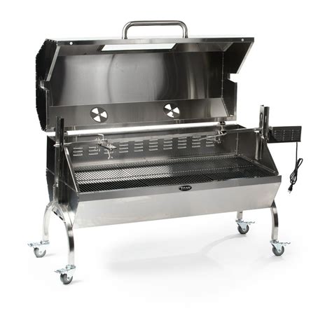 Titan Great Outdoors 25w Stainless Steel Rotisserie Grill Rated 125 Lb